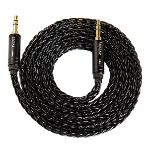 KBEAR AUX08 3.5mm Braided Aux Cable (4ft/1.2m,Hi-Fi Sound), Audio Auxiliary Input Adapter Male to Male Cord for Headphones, Car, Home Stereos, Speaker, iPhone, iPad, iPod, Echo & More – Black