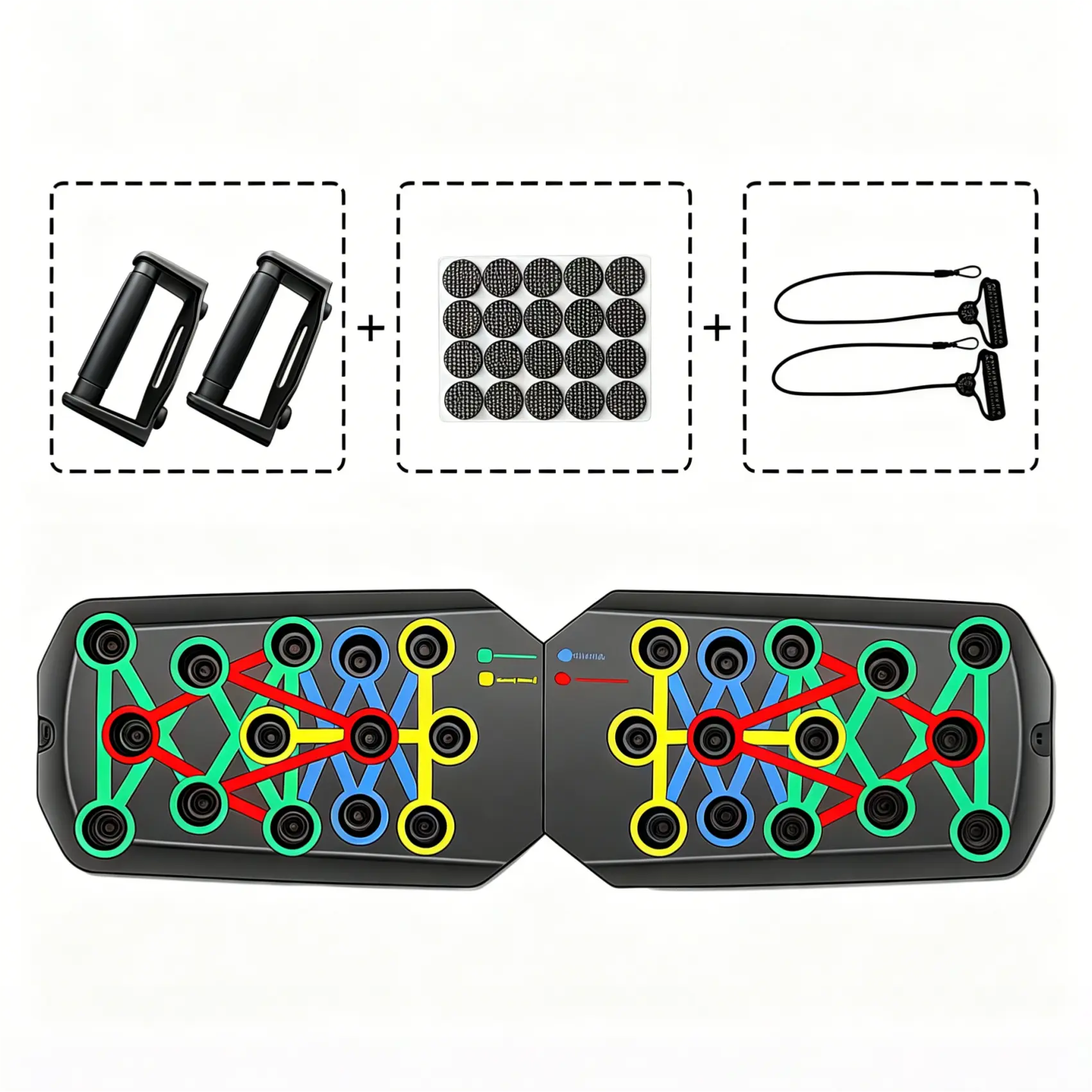 Push Up Board, Portable Home Exercise Equipment with Color-Coded & Anti-Slip Design, Foldable Muscle Trainer for Strength Training, Shoulder Back Exerciser, Home Workout Station, Home Gym Accessory