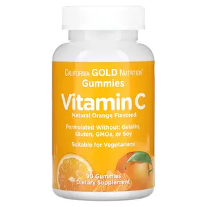California Gold Nutrition Vitamin C Gummies, Natural Orange Flavor, Gelatin Free, 90 Gummies, 2 Pack