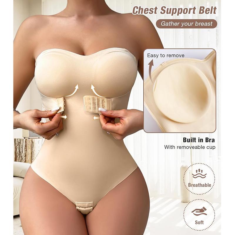 【Plus Size】Shapewear Bodysuit Tummy Control Strapless Bra Shapewear for Women Strapless Faja Body Shaper Thong Light Shapewear Body Shaper Tank Swimwear Womenswear