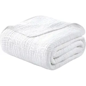 Muslin Blanket   Cotton Large  Size 60" x 80" for Bed Couch Summer Gauze Blanket for Adults Lightweight and Breathable White
