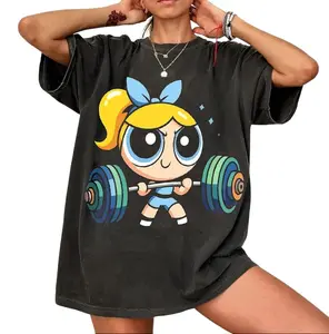 Cute Powerpufff Bubbles Strong Girl Gym Graphic T-Shirt, Y2K #Powerpuf Fitness, Workout Shirt, Trending 2026, Weightlifters, Bodybuilding Shirt, Pump Cover Gym Tee for Men Women
