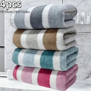 4pcs Coral Towel Set, Microfiber Soft Highly Absorbent Quick-Drying, Multi-Color for Home Hotel Spa Gym Shower Bathroom, Replacement Bathroom Supplies, Premium Towel Set, Towels Set