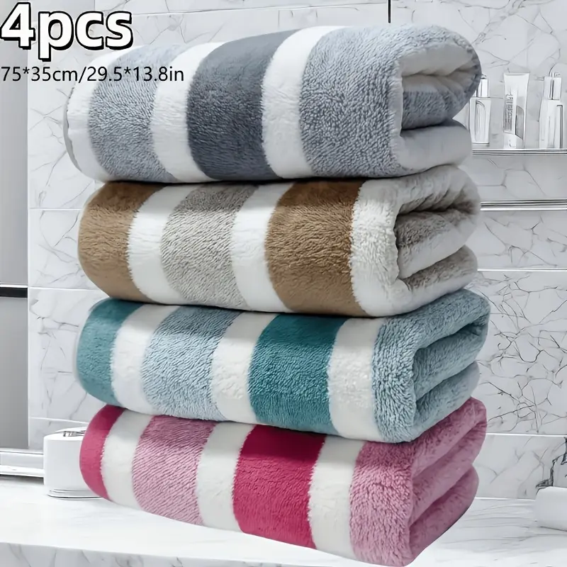 4pcs Coral Towel Set, Microfiber Soft Super Absorbent Quick-Drying, Multi-Color for Home Hotel Spa Gym Shower Bathroom, Replacement Bathroom Supplies, Premium Towel Set, Towels Set
