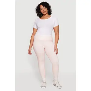 Plus Size Patterned Leggings with Cell Phone Pockets