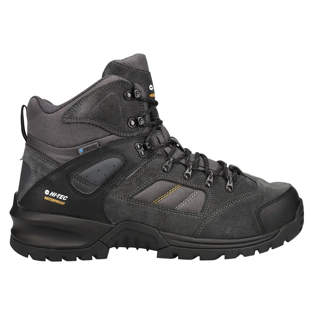 Hi-Tec Mens Rock Mid Hiking Hiking Casual Boots Ankle - Black