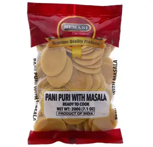 HEMANI Pani Puri - Coins - Comes with Masala - Ready to Cook - 200g (7.1 oz) - All Natural, Vegan & Non-GMO - Indian Origin
