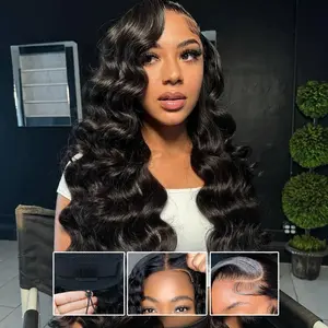 [New in] STERLY 200% Density Burgundy / Black Color 7x6 Glueless Deep / Body Wave Wig with Drawstring Burmese Curly One-Step Glueless Wig 100% Human Hair Wig Natural Color Kinky Curly Ready to Wear Wig