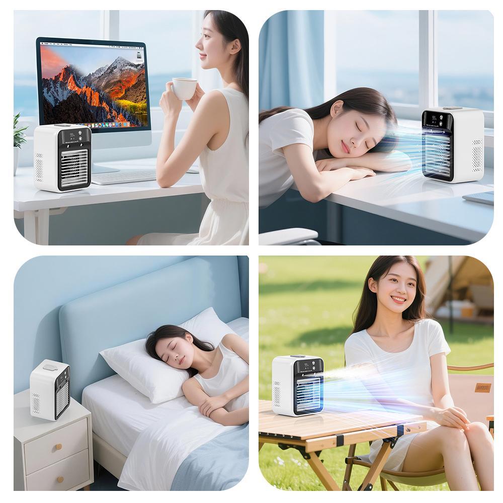 【FathersDayGift】 Portable Air Conditioner Mini Personal ac Unit Upgraded Air Cooler Cooling Fan Small Air Conditioner 2 Speed Cool Mist & Speeds for Room Office Camping Car