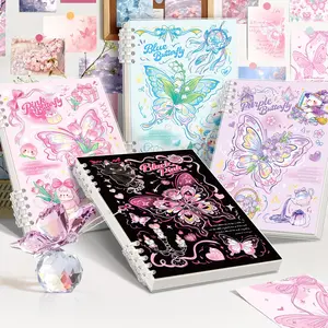 Kawaii Butterfly Aesthetic Spiral Notebook Thick Page Journal, Cute Illustration Design for Girls and Students, Ideal for School Notes, Study, Planning, Journaling and Creative Writing, Large Capacity Gift Notebook Offered in A5 and B5 Sizes