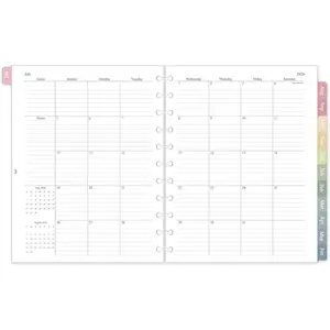 2026-2027 Monthly Planner Refill, Jul. 2026 to Dec. 2027, A4 Letter Size 18 Monthly Planner Inserts for 11-Disc Discbound, 8.5"x11" with Colorful Laminated Tabs