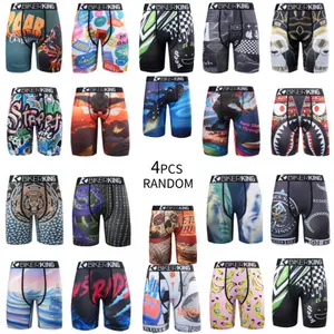 2PCS/3PCS/4PCS  Men's Boxer Briefs, Printed Pattern Shorts, Athletic Compression Shorts, Breathable Milk Silk Fabric, Quick-Drying, Ideal for Fitness and Hiking.