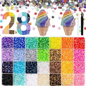28 Colors with 30000Pcs Jelly Rhinestones Synthetic Beads with Kit for Bedazzling 3mm Multicolor Synthetic Beads Resin Flstback Beads for Art Bedazzler Kit for Crafting Book Shoes Nail Art Glotter Decorative Nails Glam Pack Glitter