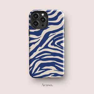 Blue zebra stripe animal print phone case, shockproof design and stylish, suitable for iPhone 17/16/15/14/13/12/11/X/XS/XSMAX/XR/7P/8P, can be given as a holiday gift to friends, family, and yourself.