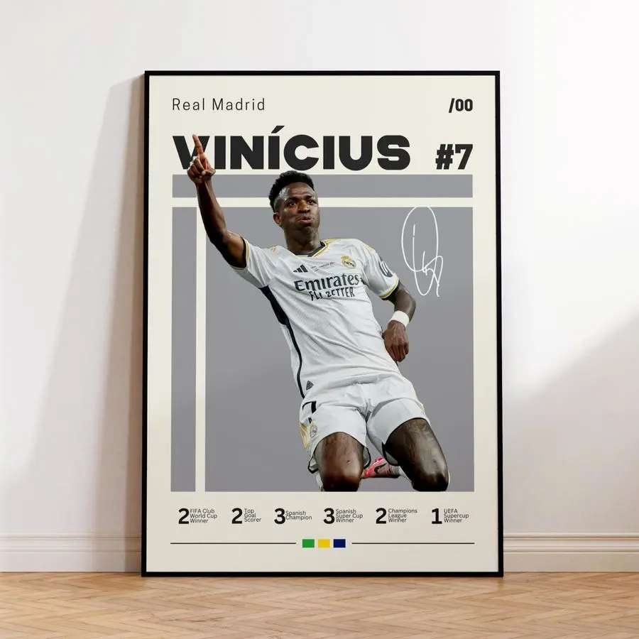 Vinicius Junior Poster, Real Madrid Poster, Vini Fan Gift, Sports Poster, Football Player Poster, Soccer Wall Art, Sports Bedroom Posters V4
