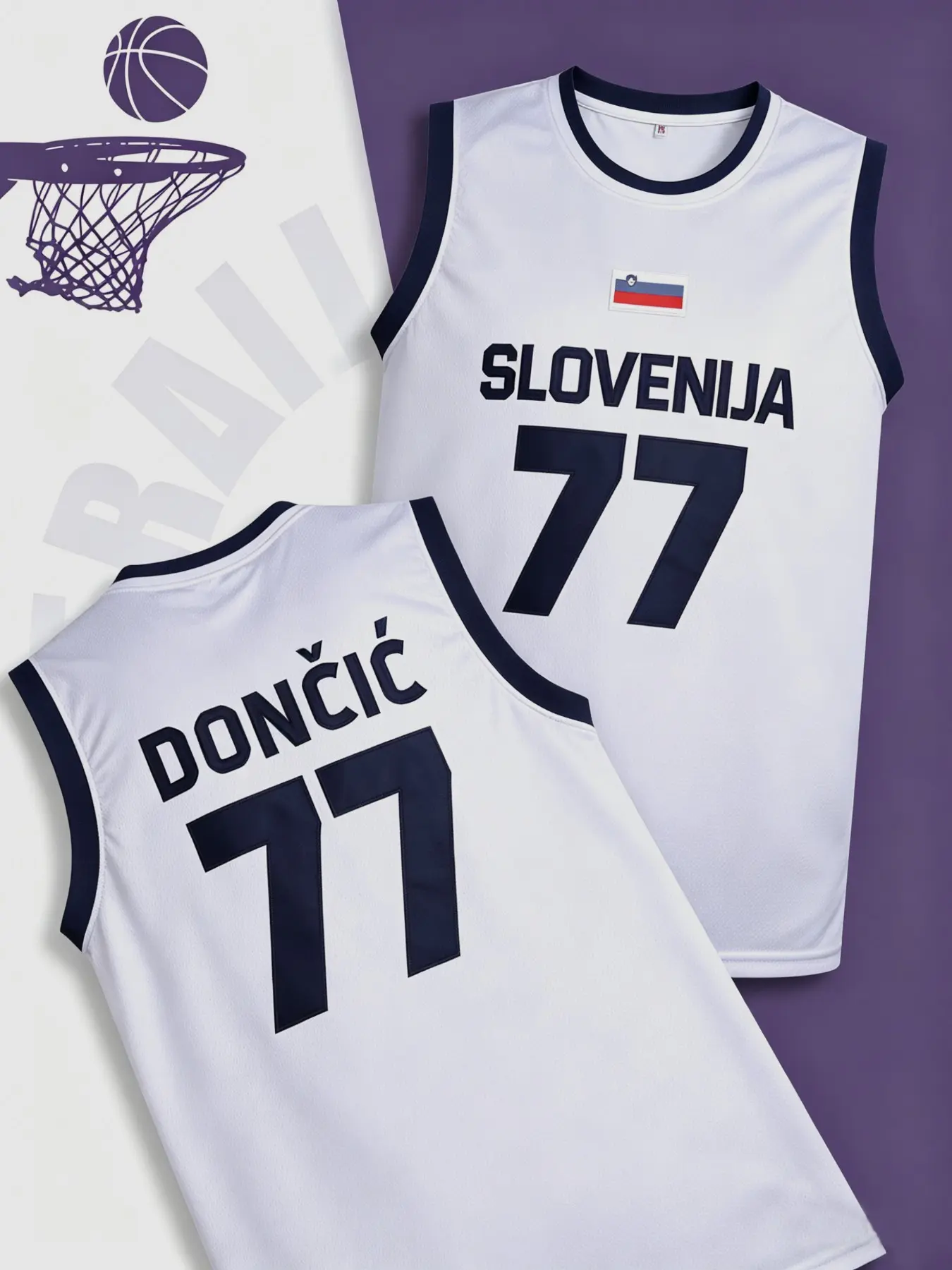 Men's Basketball Jersey No. 77 Vintage Embroidered Breathable Training Top, Sleeveless Sports Shirt S-Xxxl