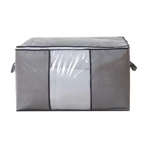 Zippered Storage Bag for Closet, pillow, quilt, bedding, Clothes, Blanket Organizers with Clear Window & Carry Handles Space Saver