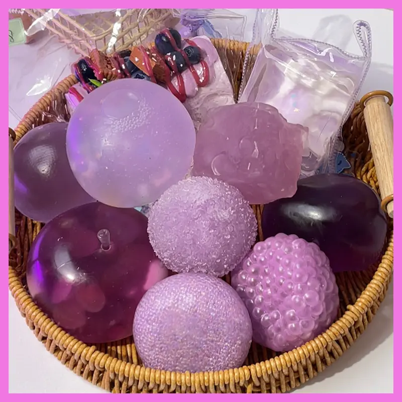 Pawtoto Purple Series Silicone Squishy Stress Ball - Multiple Styles, Squeeze Ball Fidgets, Crunchy Texture, Back to School Special, Whimsical Gifts for Above 12 Teens