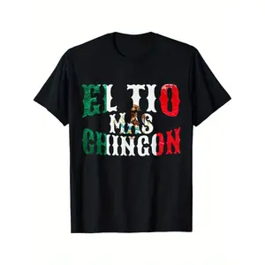 [100% Cotton] Men'S "EL TIO MAS CHINGON" Printed T-Shirt - Casual Crew Neck, Cotton Knit Fabric, Medium Stretch, Regular Fit, Summer Streetwear  Golf Gift T-Shirt For Men and Women
