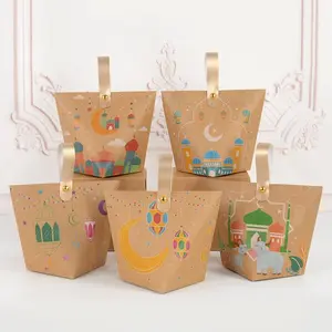 5/10Pcs EID Mubarak Candy Gift Box Ramadan Decoration Cookie Gifts Packaging Bag 2026 Islamic Muslim Party Supplies Home Decor