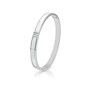 Marble 14k Silver Bangle Bracelet