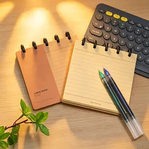 Kraft Paper Notebook, Pocket Spiral Planner, Mini Mushroom Binder, Detachable Pages, Lined Schedule Book, Portable Office Student Use, Essential Back-To-School, All-Season