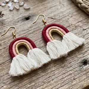 MACRAME RAINBOW TASSEL STATEMENT EARRINGS