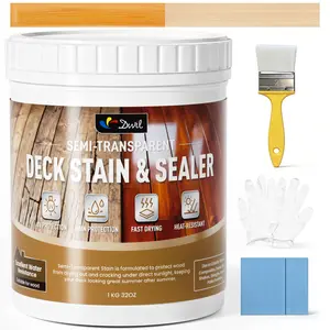 DWIL Water Based Wood Stain, Semi-Transparent Outdoor Wood Stain and Sealer in One, Fast Drying, Non-Toxic, Low Odor, Waterproof and Weather Resistant for All Wood Surfaces