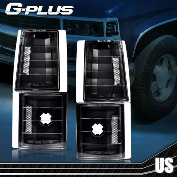 Fit For Chevy C/k C10 1500 2500 3500 Corner Signal Side Marker Light Lamps Black G-PLUS