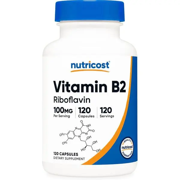Nutricost Vitamin B2 (Riboflavin) Dietary Supplement, 100mg, 120 Capsules - Gluten Free, Non-GMO, GMP Certified