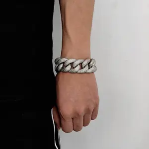 8-25MM Full Moissanite Synthetic Bubbles Cuban Bracelet 7-8 Inch VVS1 Clarity Miami Hypoallergenic Chain for Men & Women Bling Iced Gift Birthday HipHop Rapper Club Party Date Punk Urban Swag Street Casual Anniversary X0 A0 S0