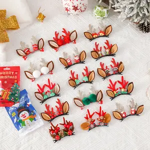 3/5pcs Christmas Deer Antler Hair Clips Set with Santa Hat & Reindeer Headband - Soft Faux Fur Hair Accessories, Red & Golden Holiday Hair Clips for s, Teens, Women - Cute Christmas Birthday Party Decoration
