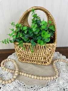 Vintage Hanging Wall Basket with Greenery