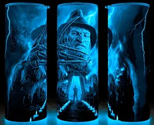 Glow in the Dark Freddy Krueger  Horror Cup Mug Tumbler Cup 20oz Stainless Steel, Insulated, Durable, Reusable,  Perfect for Scary Movie Fans.