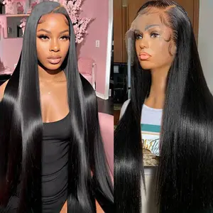MYLOCKME Transparent Lace 13x6 Bone Straight Frontal Human Hair Wigs For Black Women Brazilian 13x4 Straight Lace Frontal Wig Natural Color Hair Wigs 180Density blackfriday