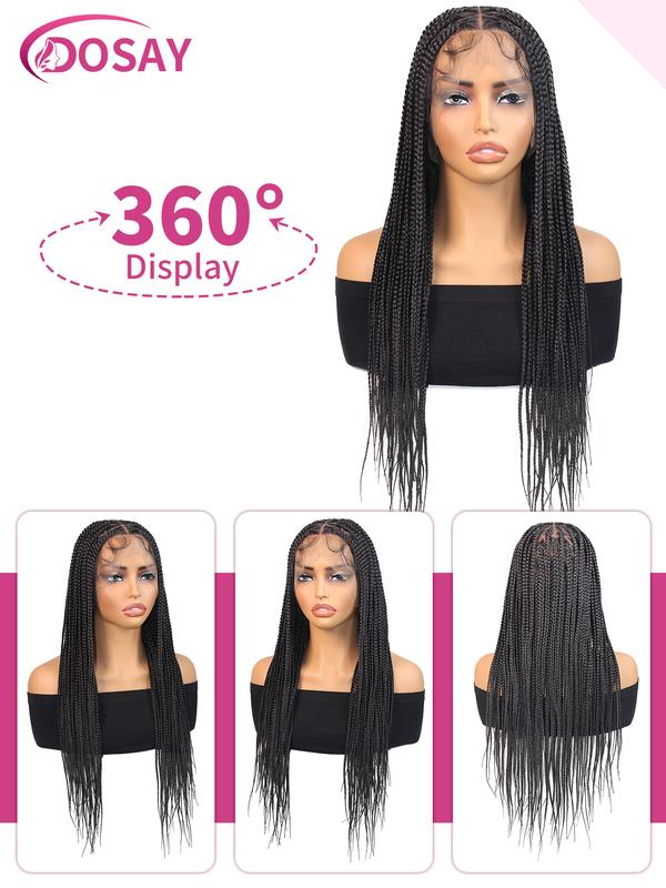 Triangle Box Braided Wigs 26 Inch Synthetic Full Lace Wig Handmade Knotless Box Braids With Baby Hair For Black Women