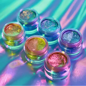 Mystical Mirage Duo Chromes Loose Eyeshadow Multi Chrome Makeup Pigment Powder Color Shifting Holographic Eye Makeup Gel Cosmetic Shadow Glitter Palette Highly Pigmented Palette Amethyst Rain