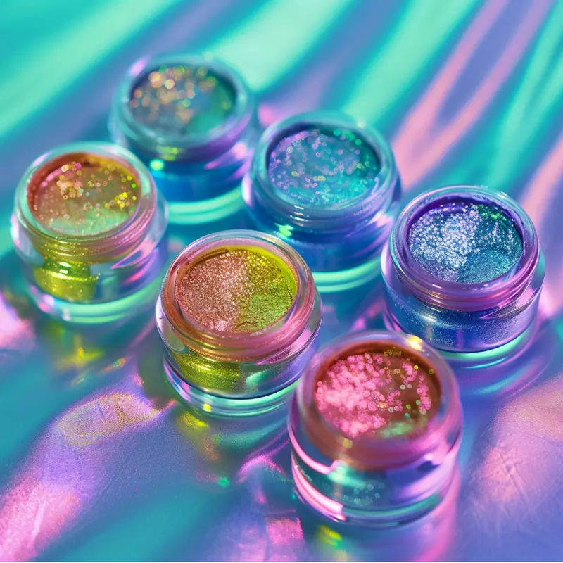 Mystical Mirage Duo Chromes Loose Eyeshadow Multi Chrome Makeup Pigment Powder Color Shifting Holographic Eye Makeup Gel Cosmetic Shadow Glitter Palette Highly Pigmented Palette Amethyst Rain