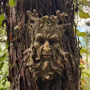 1 Pc Celtic Green Man Tree Root Wall Sculpture | Outdoor Wilderness Garden Style | Waterproof & Anti-aging, Easy Wall-mounted Install | Perfect for Indoor & Outdoor Home Garden Decor & Holiday Gifting Decoration Resin Statue Art