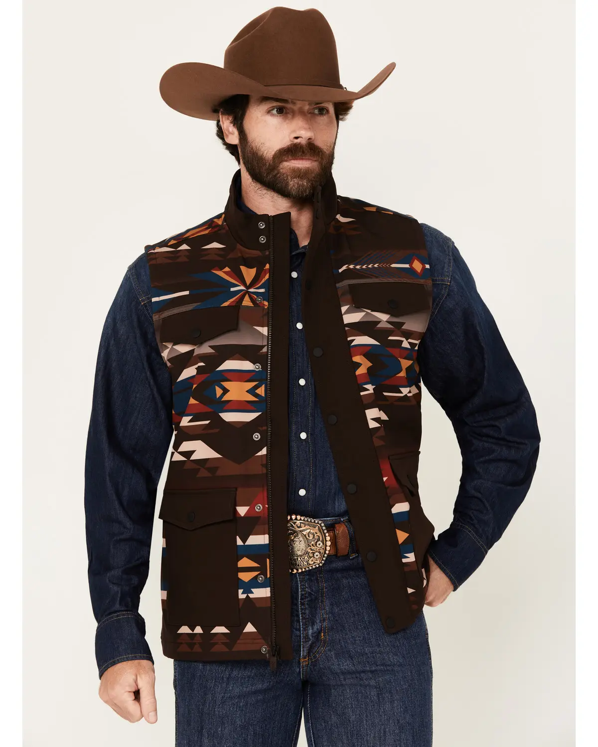Rank 45 Men's 45&Reg; Men'S Southwestern Print Softshell Vest - Rmfa24v4-Cof