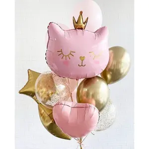 Princess Kitty Balloon Ensemble - Pink and Gold Set for Parties and Showers