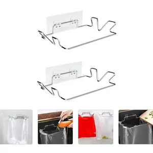 1pc No-Drill Kitchen Trash Bag Holder, Magic Traceless Adhesive Multi-Functional Garbage Bag Hanger, Easy Install Wall Mount Organizer, Wall Mounted Holder