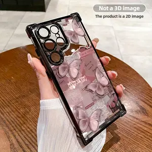 Pink Roses High-Quality Protective Phone Case with Enhanced Corner Protection, Small Christmas Gift, Compatible with Samsung Galaxy S25/S24/S23/S22/A55/A54/Note 20/Note 10 and Other Series, Transparent, Shock-Absorbing