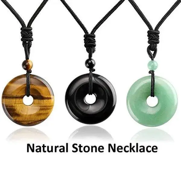 Natural Gemstone Donut Pendant Necklace