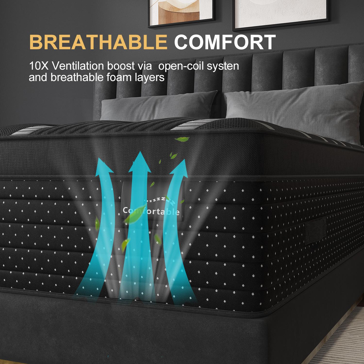 12/14 Inch Twin Full King Queen Mattress , Hybrid Mattress in a Box, Memory Foam and Individual Pocket Springs, Edge Support, Motion Isolation & Pressure Relief, Medium Firm