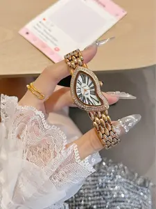 Women's Elegant Quartz Watch, Dial, Mineral Glass, Buckle Closure, Oval Analog Face, Metal Case, All Seasons Wear