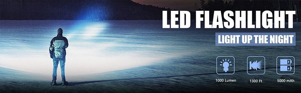 Unisex Rechargeable Handheld LED Spotlight, Super Bright Searchlight with Side Light Bar, Waterproof Portable Flashlight, 6 Modes, Long-Lasting Torch for Hunting/Fishing, Outdoor Tasks & Emergency, Utility Torch