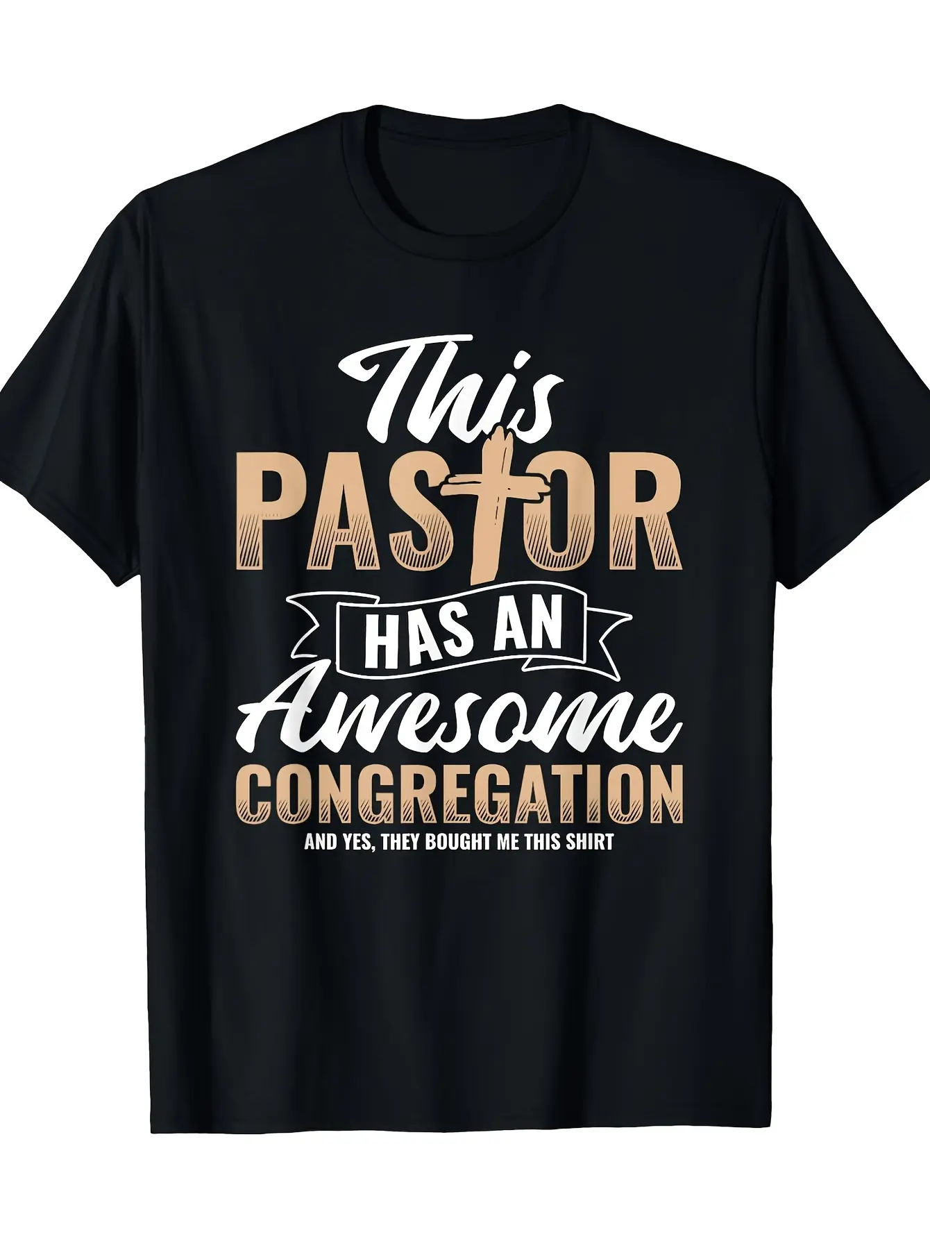 Men  Women's Pastor Has An Awesome Congregation Ch unisex soft cotton short sleeve t shirt, vintage graphic casual tee for men women teens, perfect birthday holiday gift for camping travel gym daily street  wear
