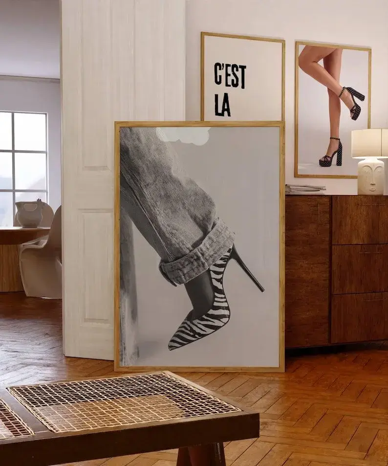 zebra heel fashion wall art