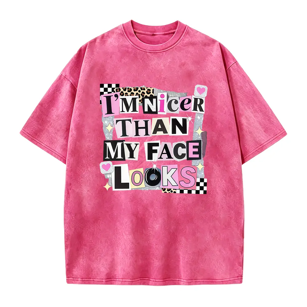 Funny Sarcastic Shirt, Im Nicer Than My Face Looks Tee, Aesthetic Shirt, Sassy Quote Graphic Tee